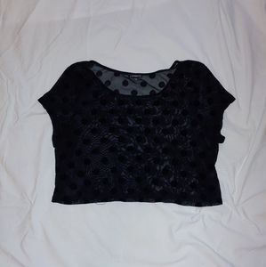 Express sheer polka dot crop top